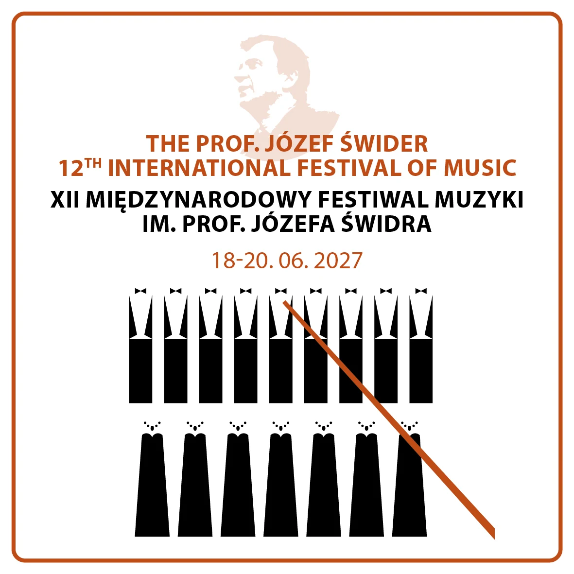 Plakat XII Międzynarodowego Festiwalu Muzyki im. prof. Józefa Świdra w Cieszynie, 18–20 czerwca 2027